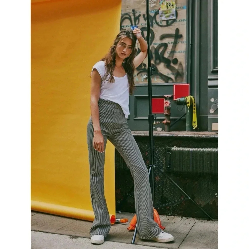 NWT Free People Jayde Flare Jeans Railroad Stripe 24 - Picture 15 of 16